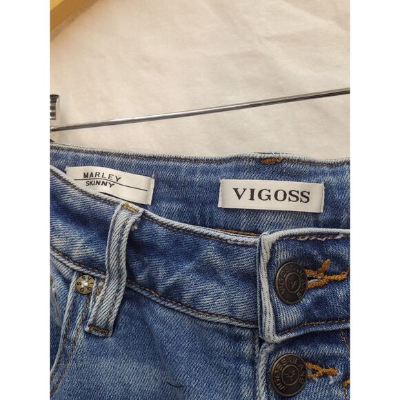 VGOSS Button Fly Ankle Skinny Jeans with Unfinished Hem Size 31 Inseam 27 - Picture 4 of 5